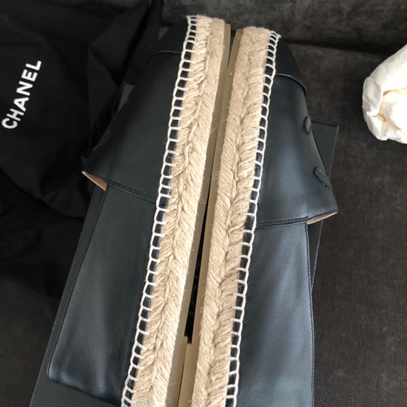 CHANEL  Espadrilles black lamb skin size EU40 fits US size 9 - Picture 12 of 13